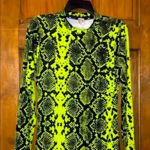 Snakeskin print neon green Venus dress medium